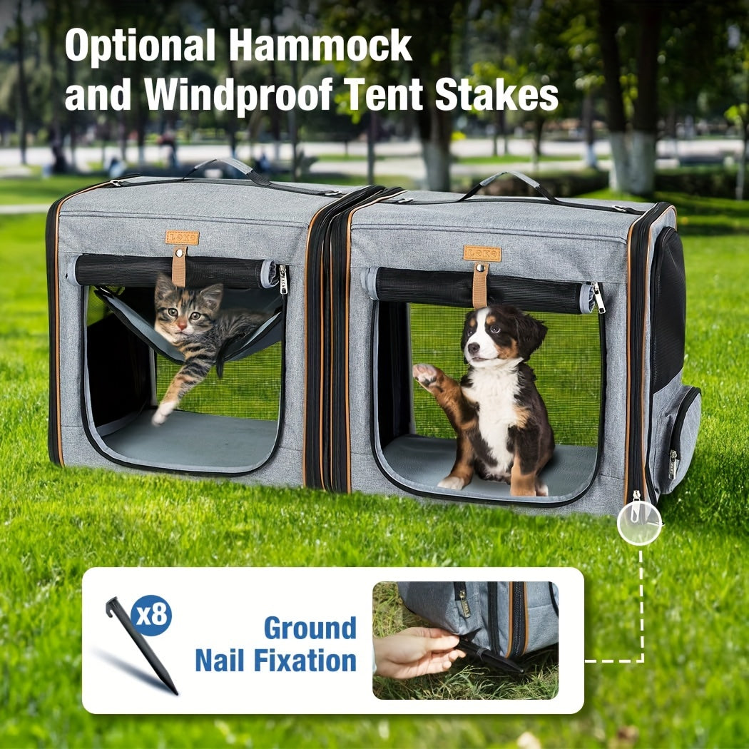 Dog Carrier For Medium Dogs And Large Cats With Litter Box Travel Crate And Playpen Grey