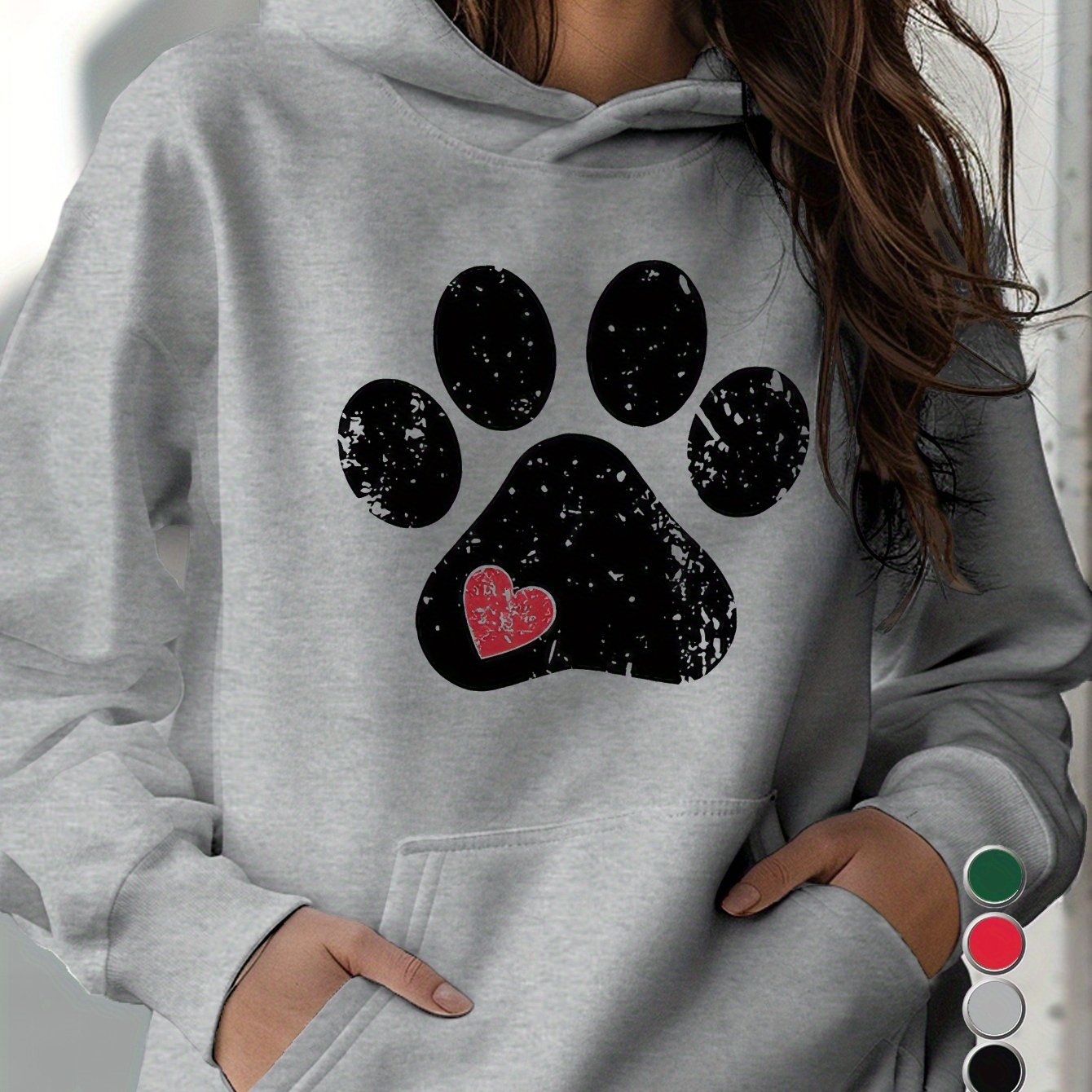 Love Paw Women's Hoodies Geometric Pattern 100 Percent Polyester Micro Elasticity