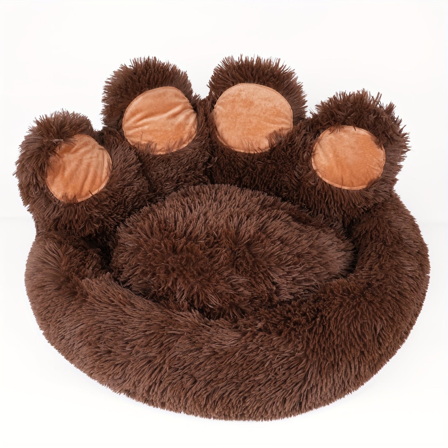 Large 43.5 Inch Cute Bear Paw Shaped Cozy Dog And Cat Bed Round Plush Mattress