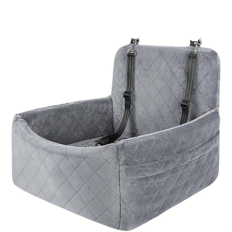 Deluxe Portable Dog Car Seat Stylish Travel Carrier with Safety Strap for Small Dogs