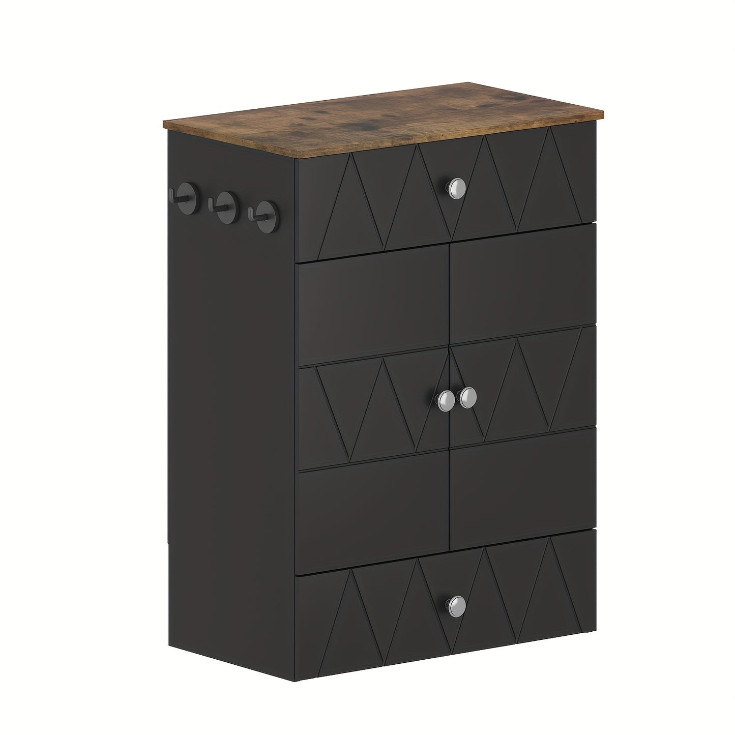 Advwin Wooden Pet Feeding Cabinet With Drawers And Hooks