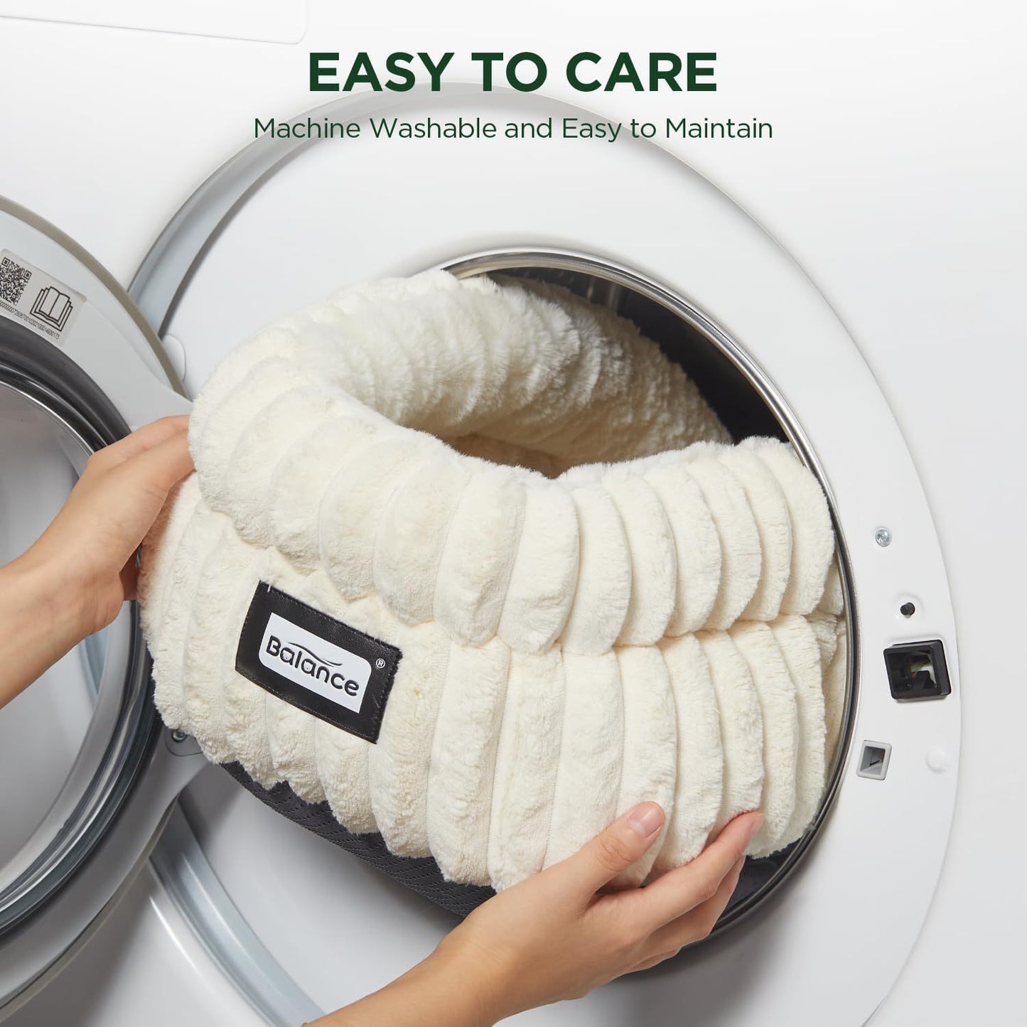 Washable Round Cat Bed for Indoor Cats Soft Plush Faux Fur Pet Bed with Anti-Slip Bottom