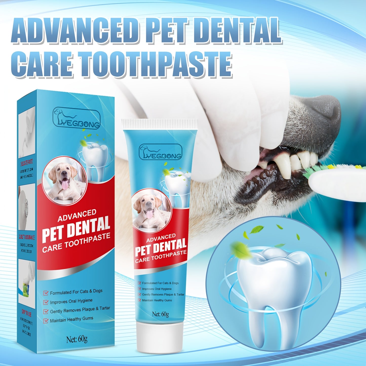 Three Piece Pack Pet Oral Care And Cleaning Kit With Gentle Stain Removal