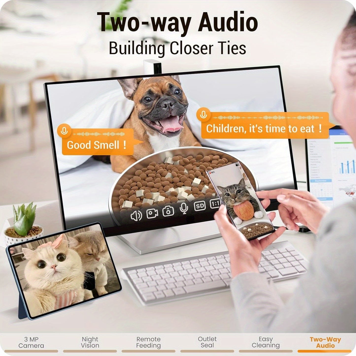 Automatic Cat Feeder 2K HD Camera WiFi Large 1.32 Gal