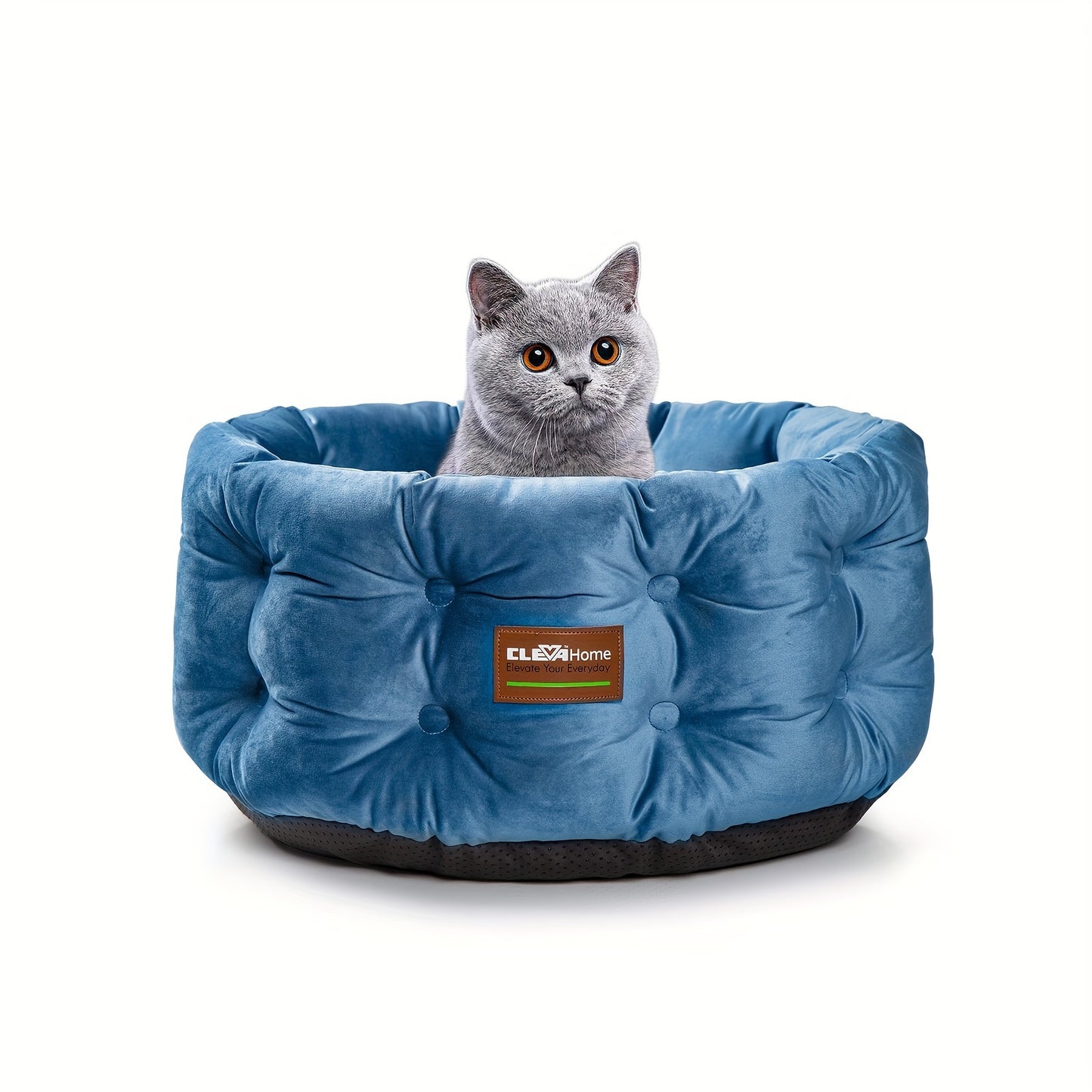 ClevaHome Deep Nest Cat Bed for Small Pets Luxurious Velvet Round Cat Bed with Non-Slip Bottom