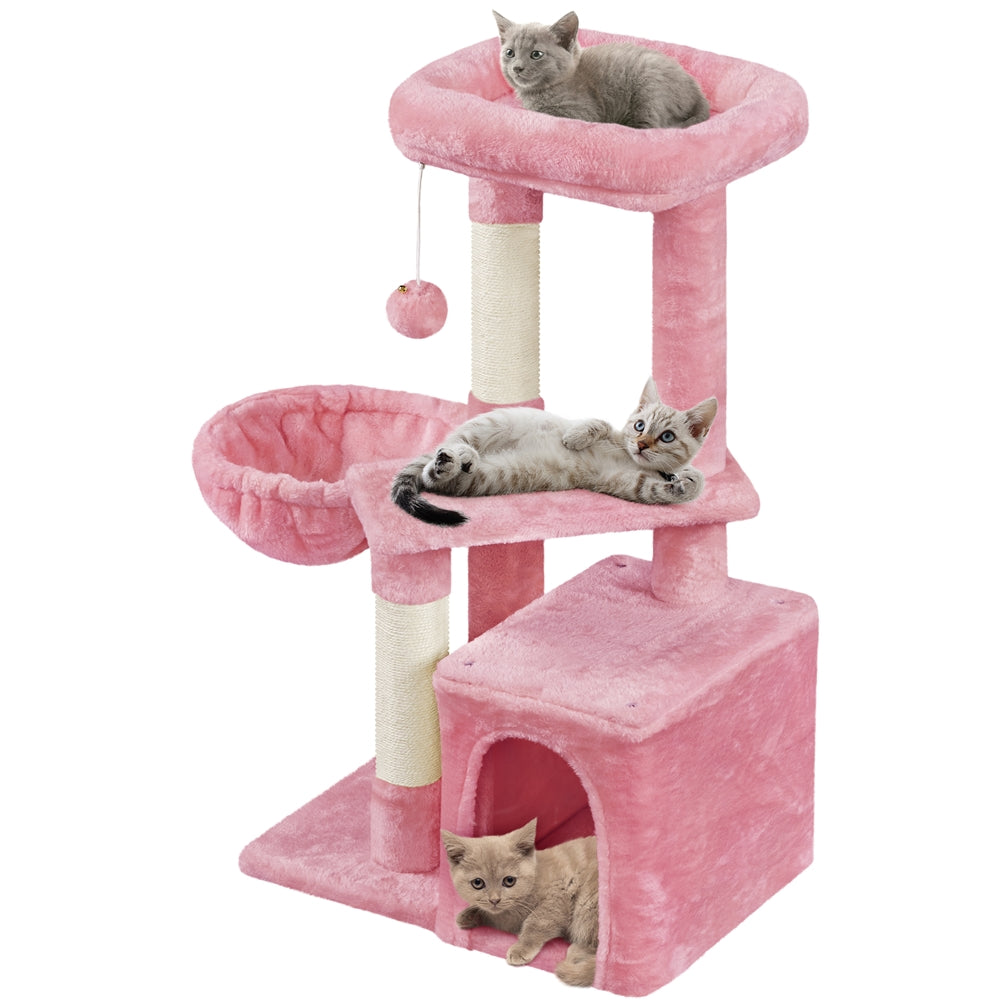 Costoffs 34.5 Inch Plush Cat Tree Activity Center with Condo Nest Platform and Basket