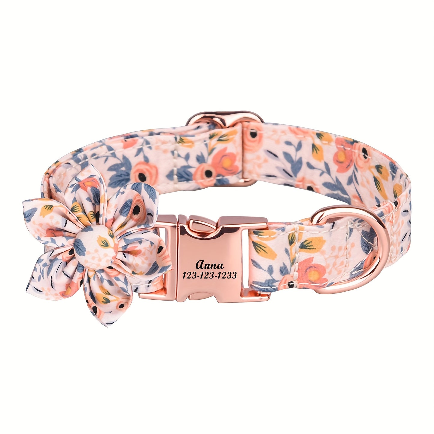 Customized Floral Dog Collar With Bowknot Decoration for Large Medium and Small Dogs