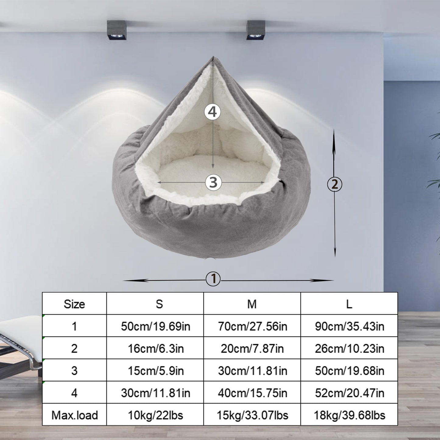 Four Seasons Cozy Dog Bed with Hooded Blanket and Anti-Anxiety Design for All Pets