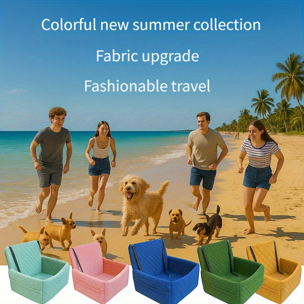 Deluxe Portable Dog Car Seat Stylish Travel Carrier with Safety Strap for Small Dogs