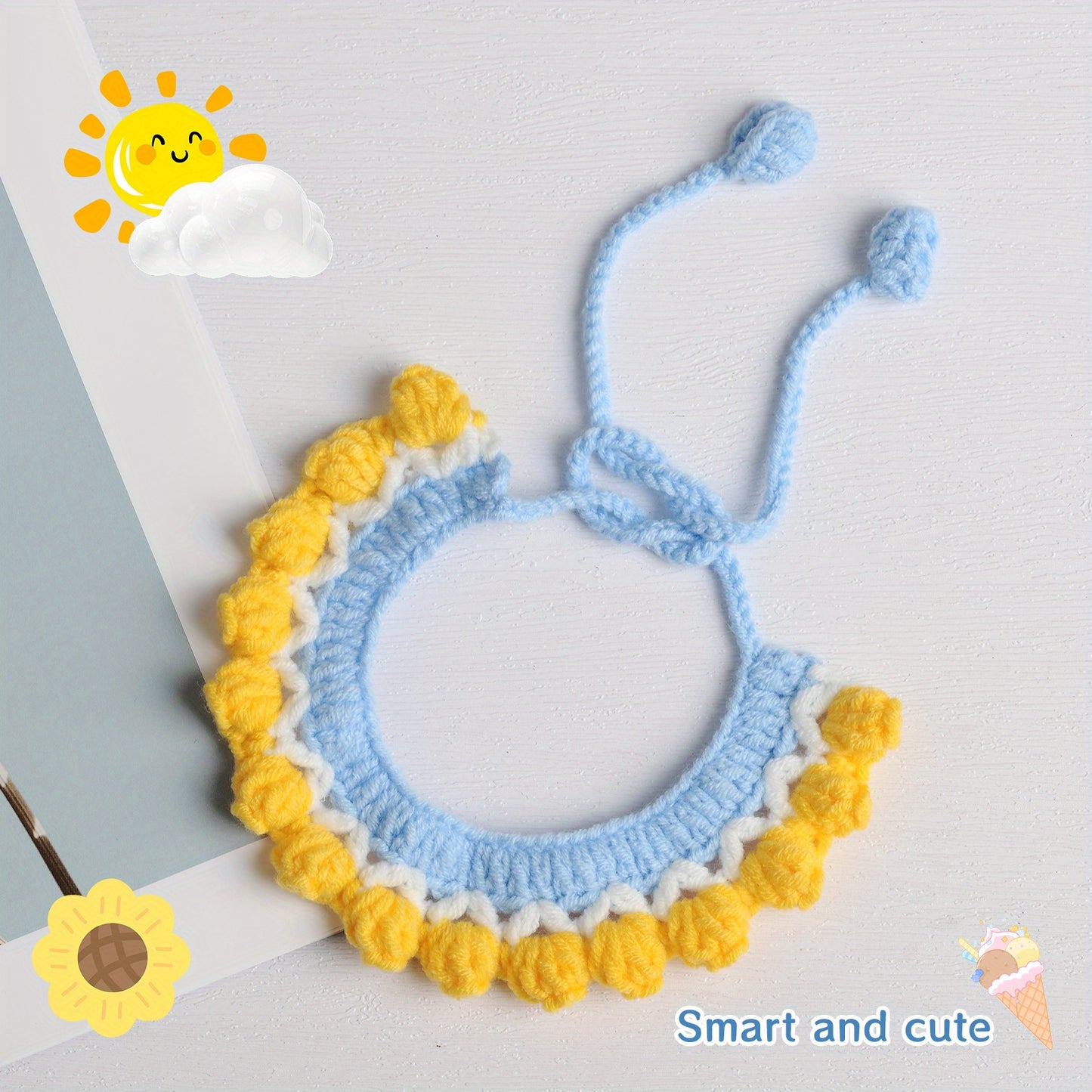 4pcs Handmade Knitted Pet Scarf Set Cute Doll Accessories for Cats and Dogs Christmas Gift