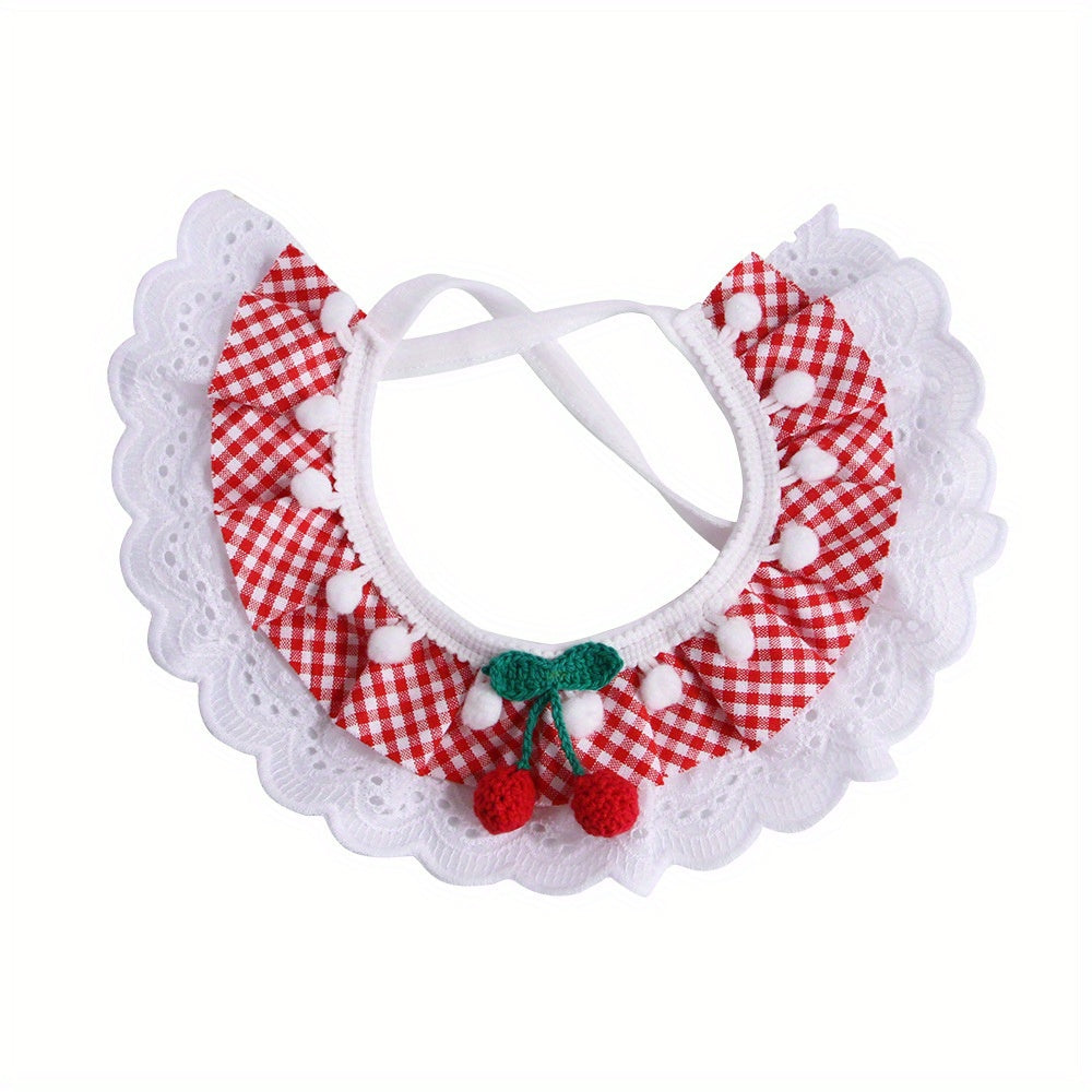 Fairy Wind Pet Lace Drool Towel with Floral and Plaid Patterns for Stylish Dogs and Cats