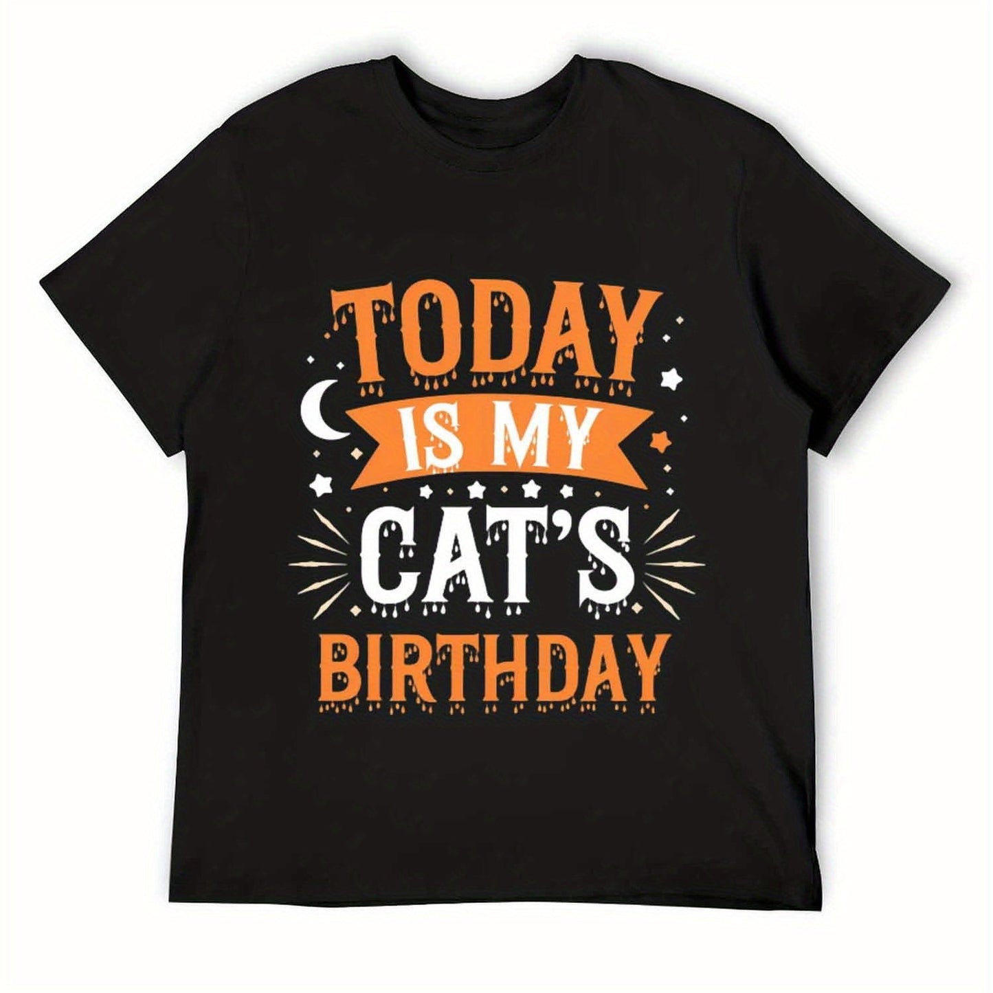 WhimsyCat Women's Cotton T-Shirt Today Is My Cat's Birthday Casual Crew Neck Short Sleeve Tee