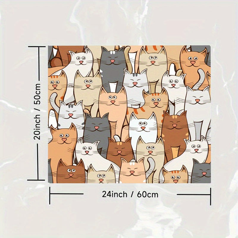 Colorful Cartoon Cats Pet Feeding Mat Non Slip Quick Dry Absorbent for Dogs and Cats