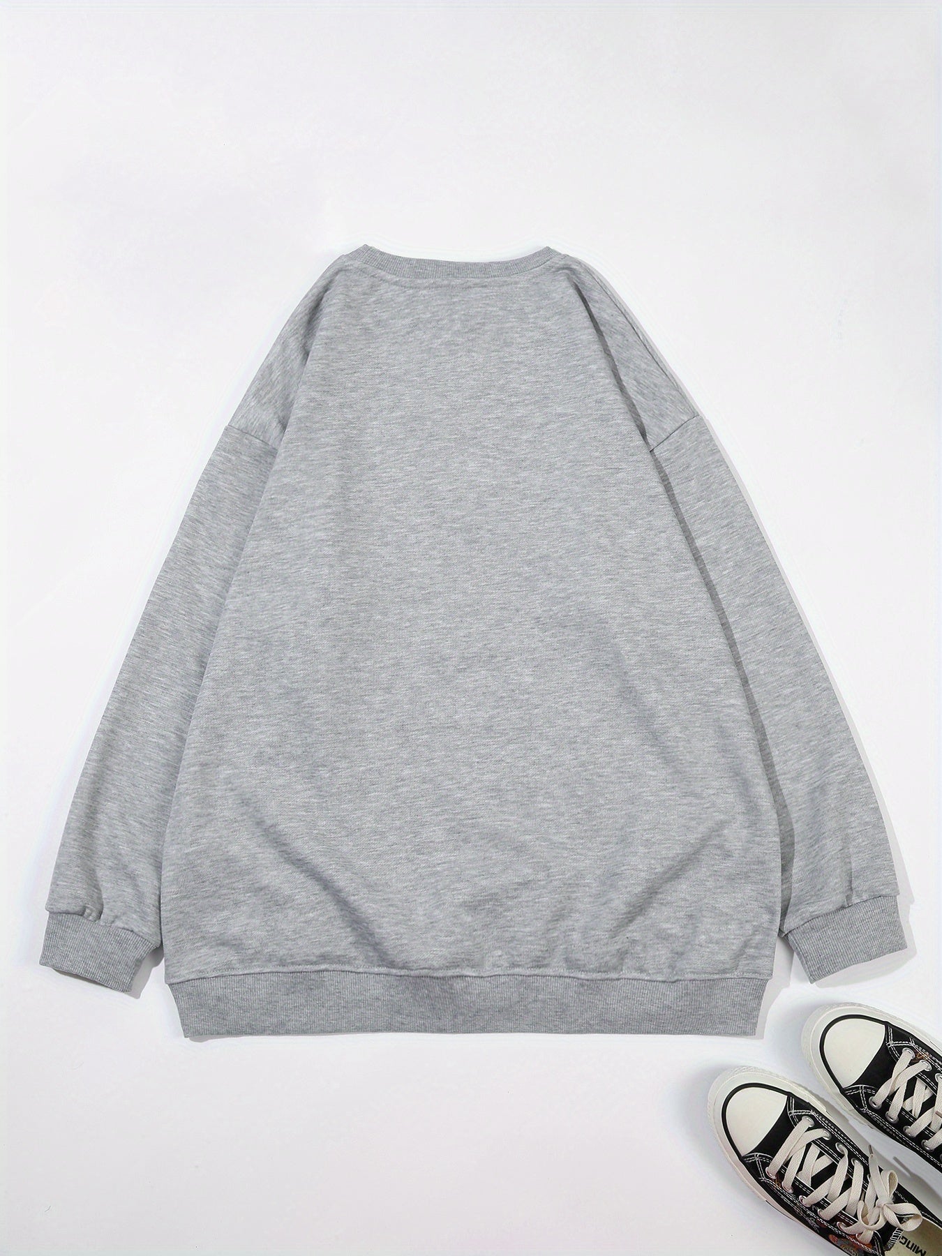 Cozy Paw Print Crew Neck Sweatshirt for Women Casual Long Sleeve Pullover for Fall and Winter