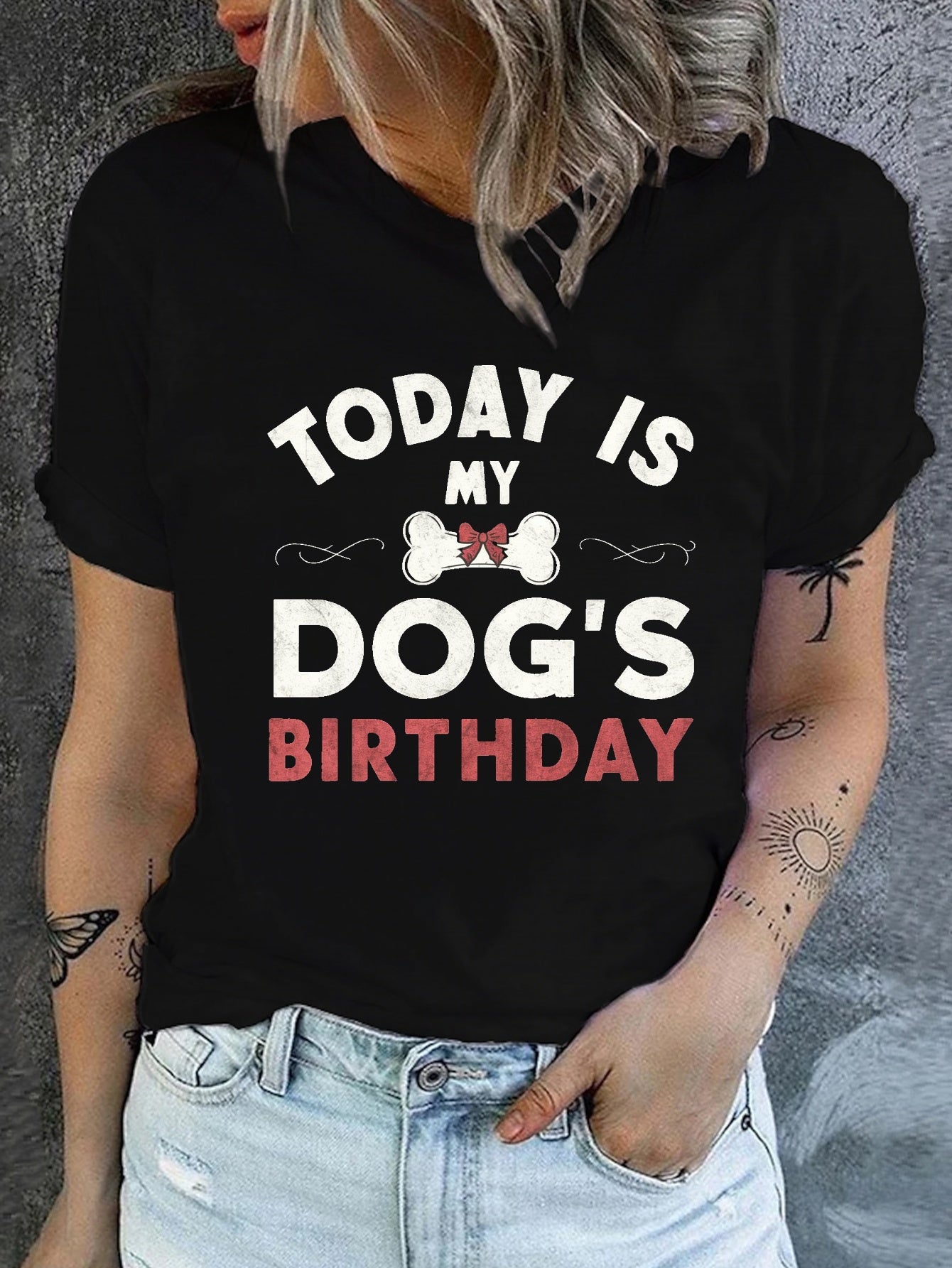 Dog's Birthday Women's Comfy T-Shirt with Geometric Pattern for All Seasons