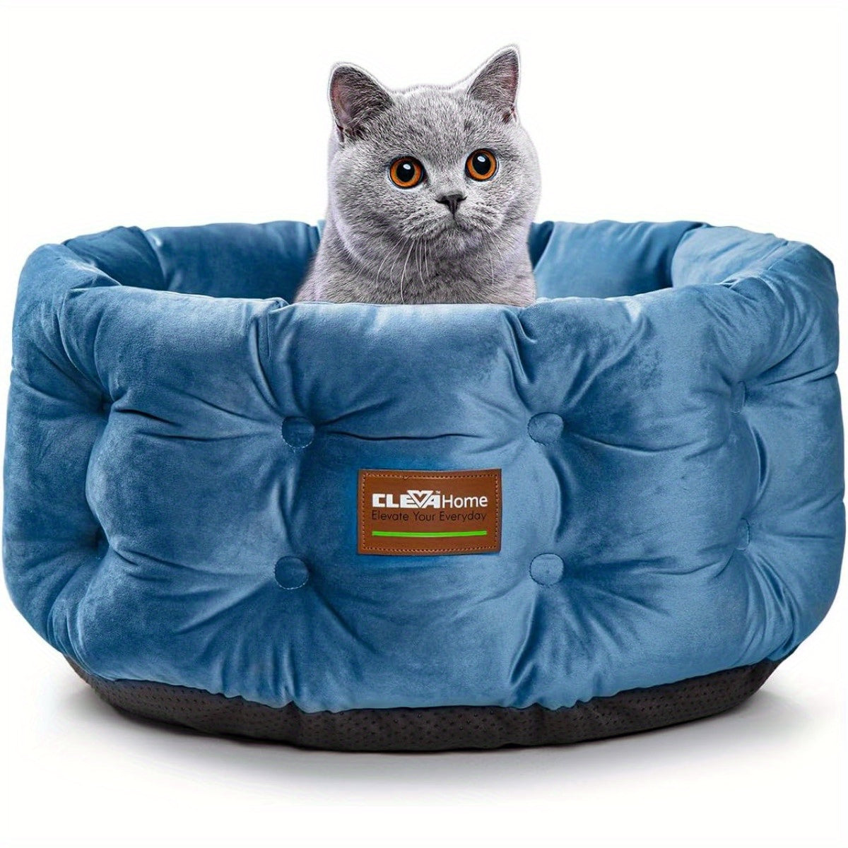 ClevaHome Deep Nest Cat Bed for Small Pets Luxurious Velvet Round Cat Bed with Non-Slip Bottom