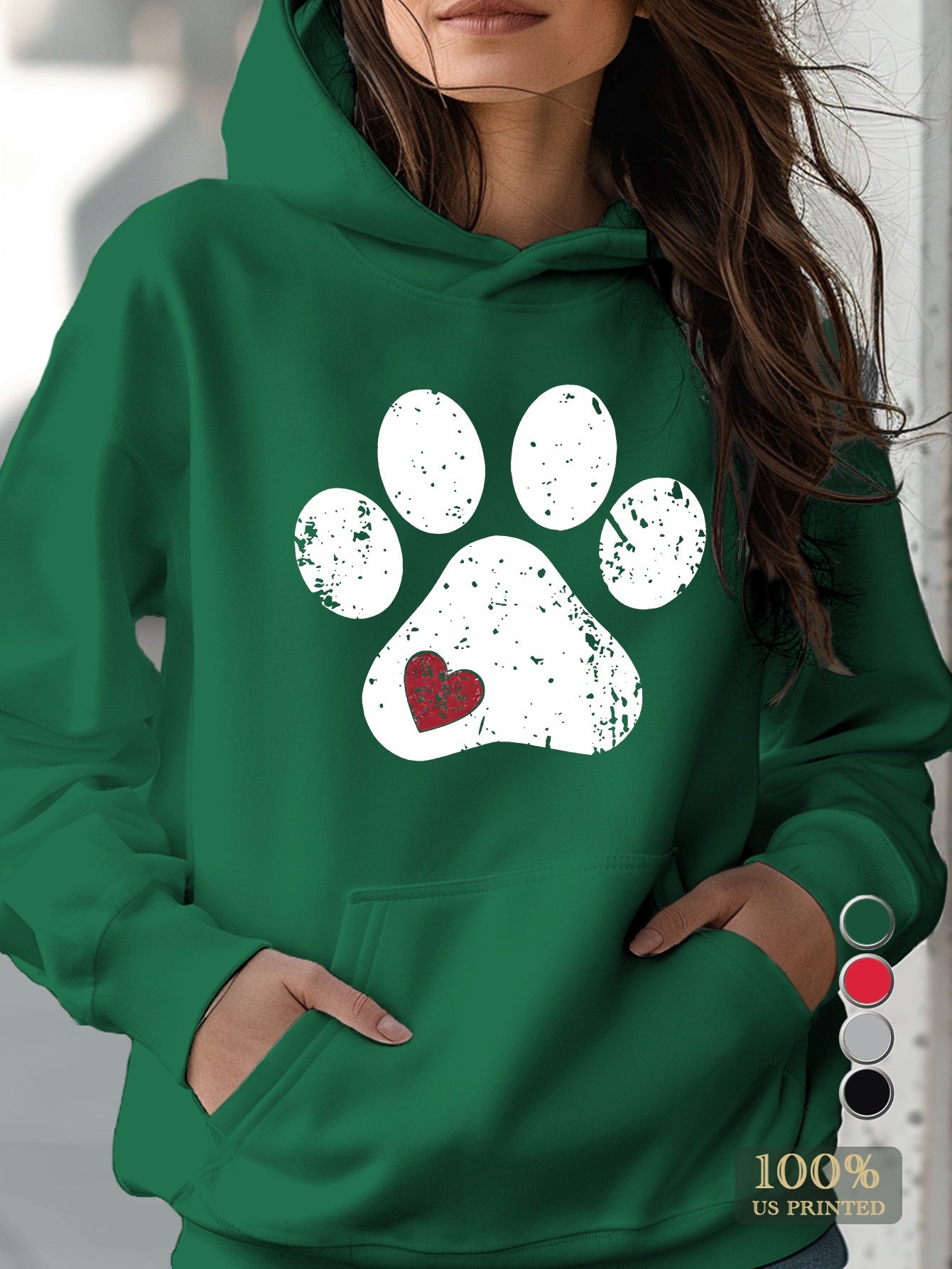 Love Paw Women's Hoodies Geometric Pattern 100 Percent Polyester Micro Elasticity