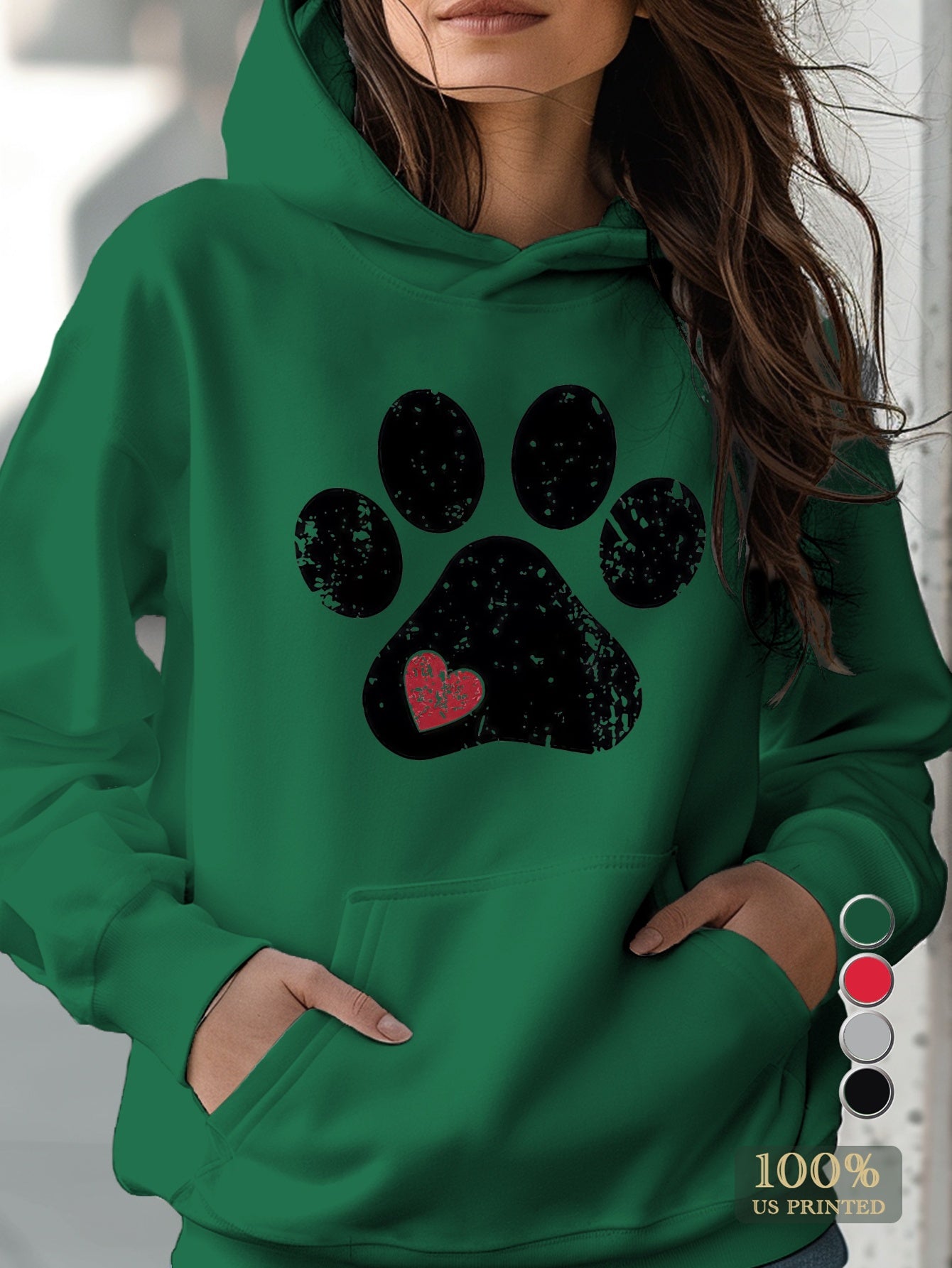Love Paw Women's Hoodies Geometric Pattern 100 Percent Polyester Micro Elasticity
