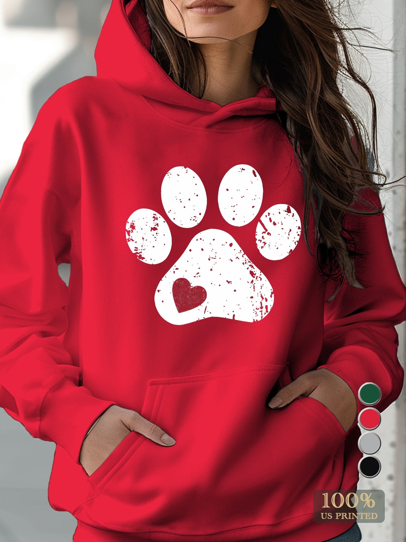 Love Paw Women's Hoodies Geometric Pattern 100 Percent Polyester Micro Elasticity