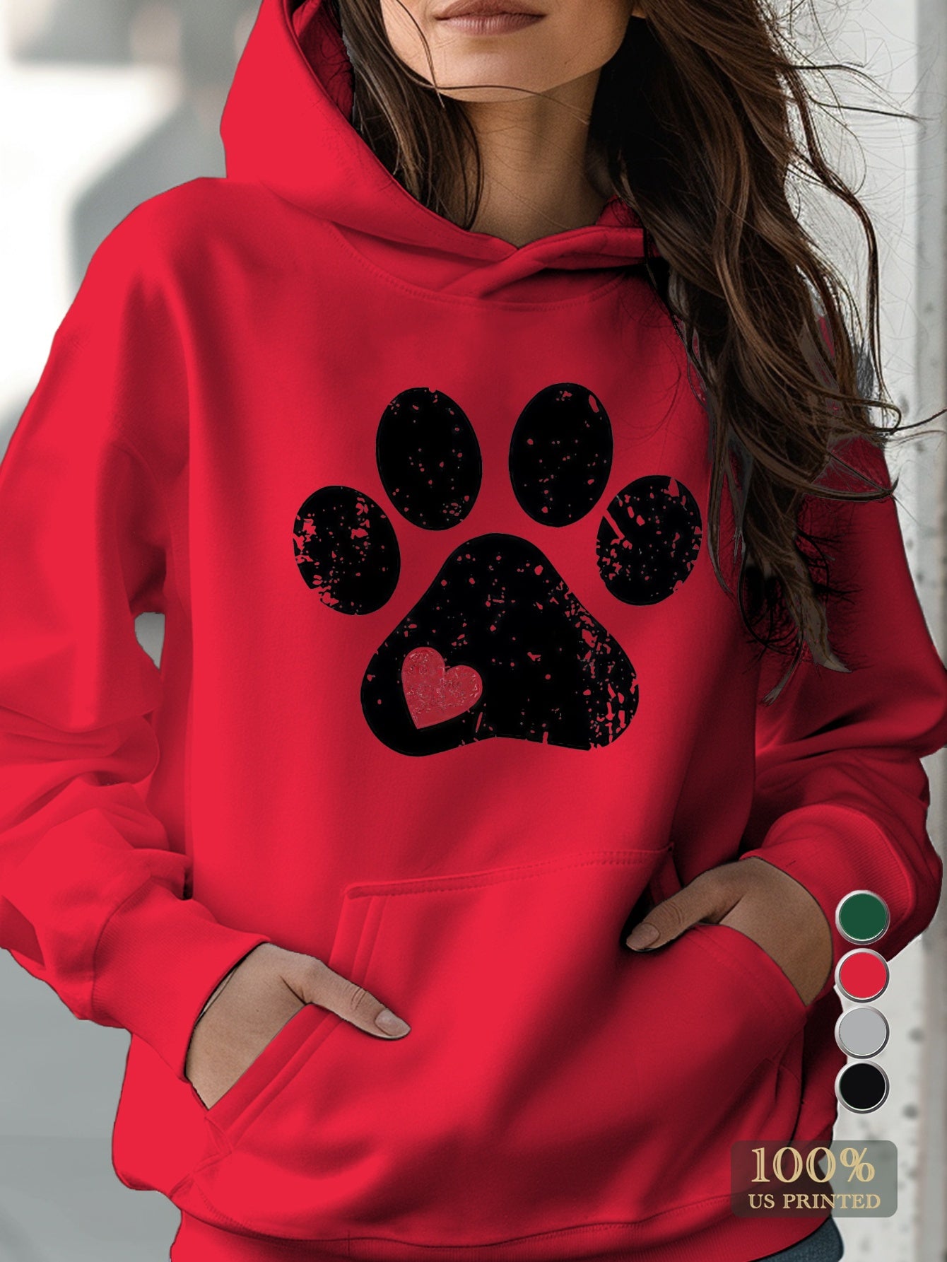 Love Paw Women's Hoodies Geometric Pattern 100 Percent Polyester Micro Elasticity