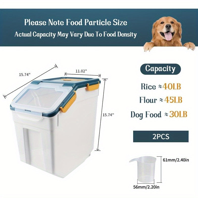 2 Pack 50lb Airtight Food Storage Containers Large Green