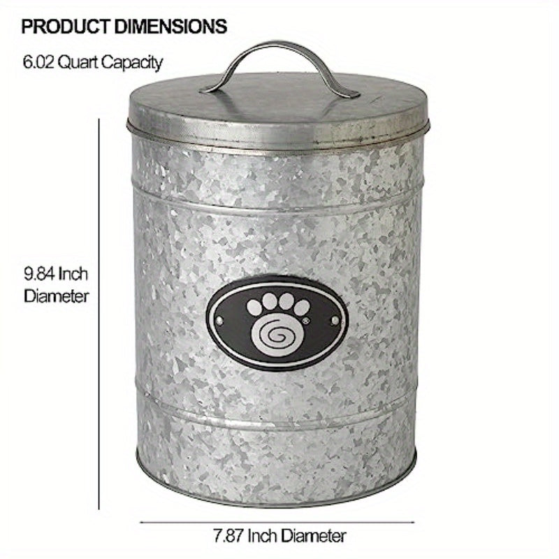 Galvanized Stainless Pet Food Canister With Swirl Paw