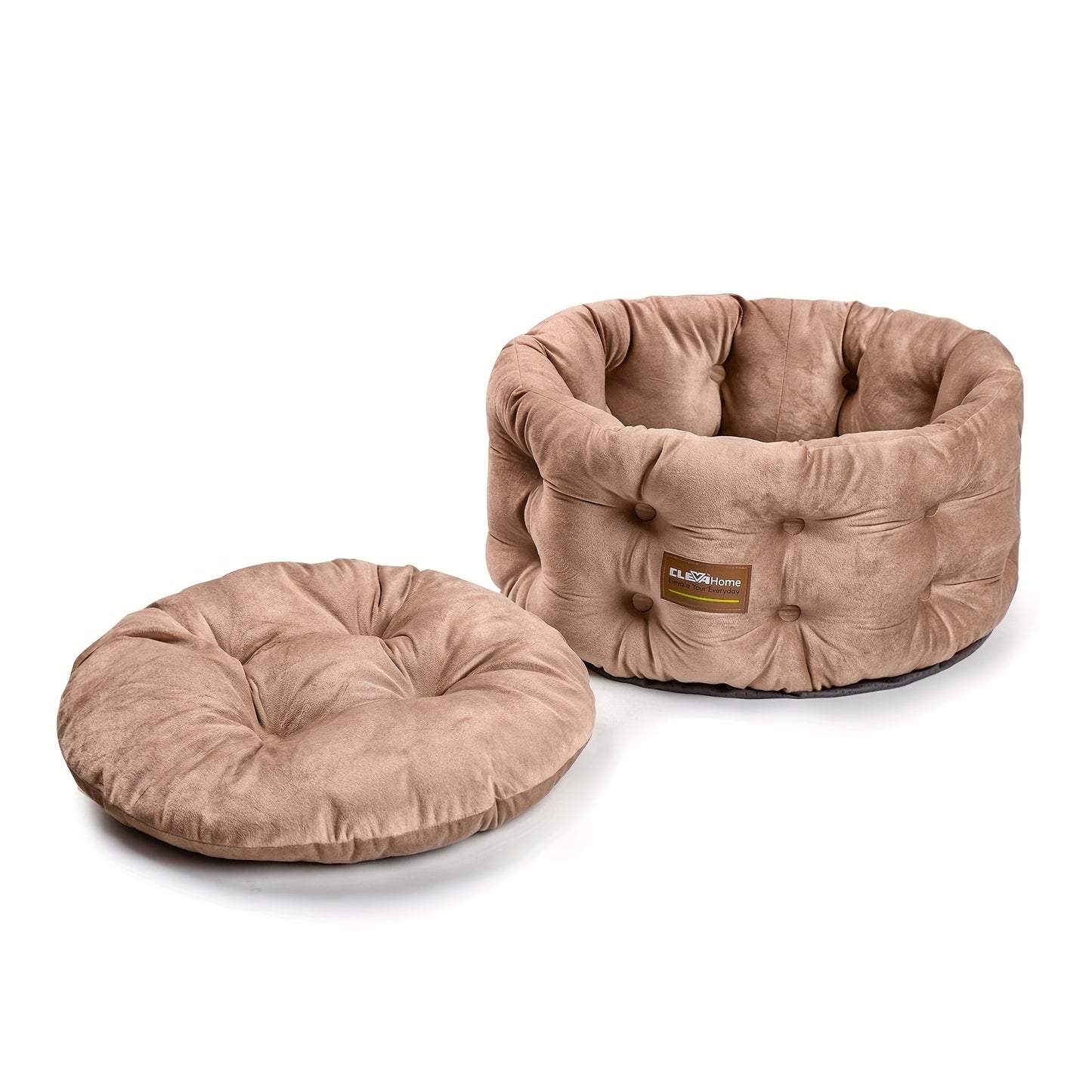 ClevaHome Deep Nest Cat Bed for Small Pets Luxurious Velvet Round Cat Bed with Non-Slip Bottom