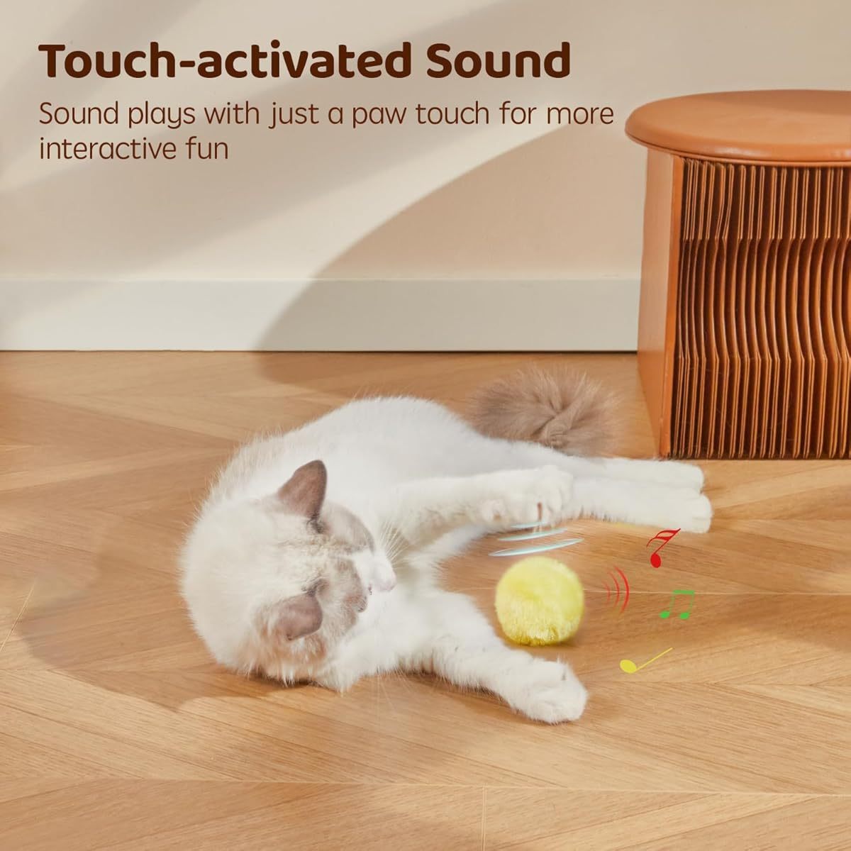 Chirping Cat Toy Balls with SilverVine 3 Pack Fluffy Interactive Kicker with Animal Sounds