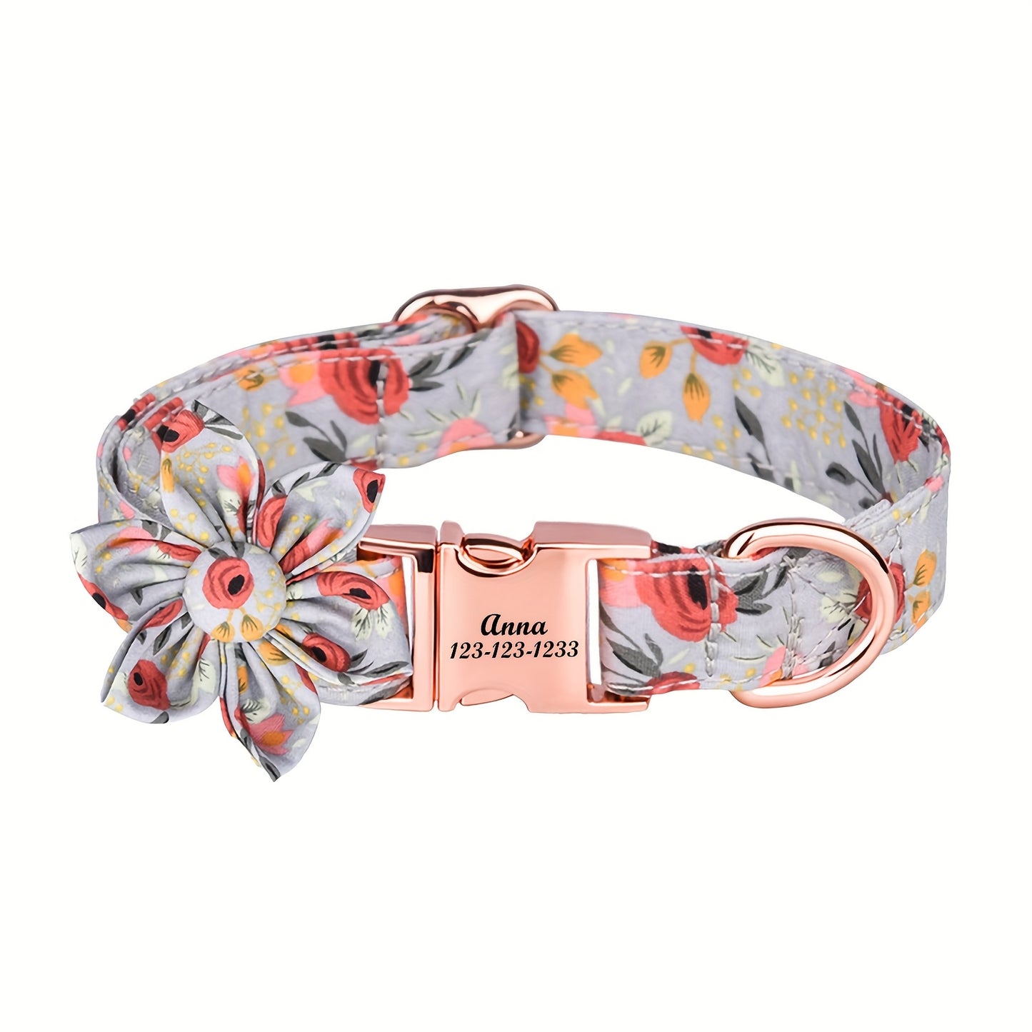 Customized Floral Dog Collar With Bowknot Decoration for Large Medium and Small Dogs