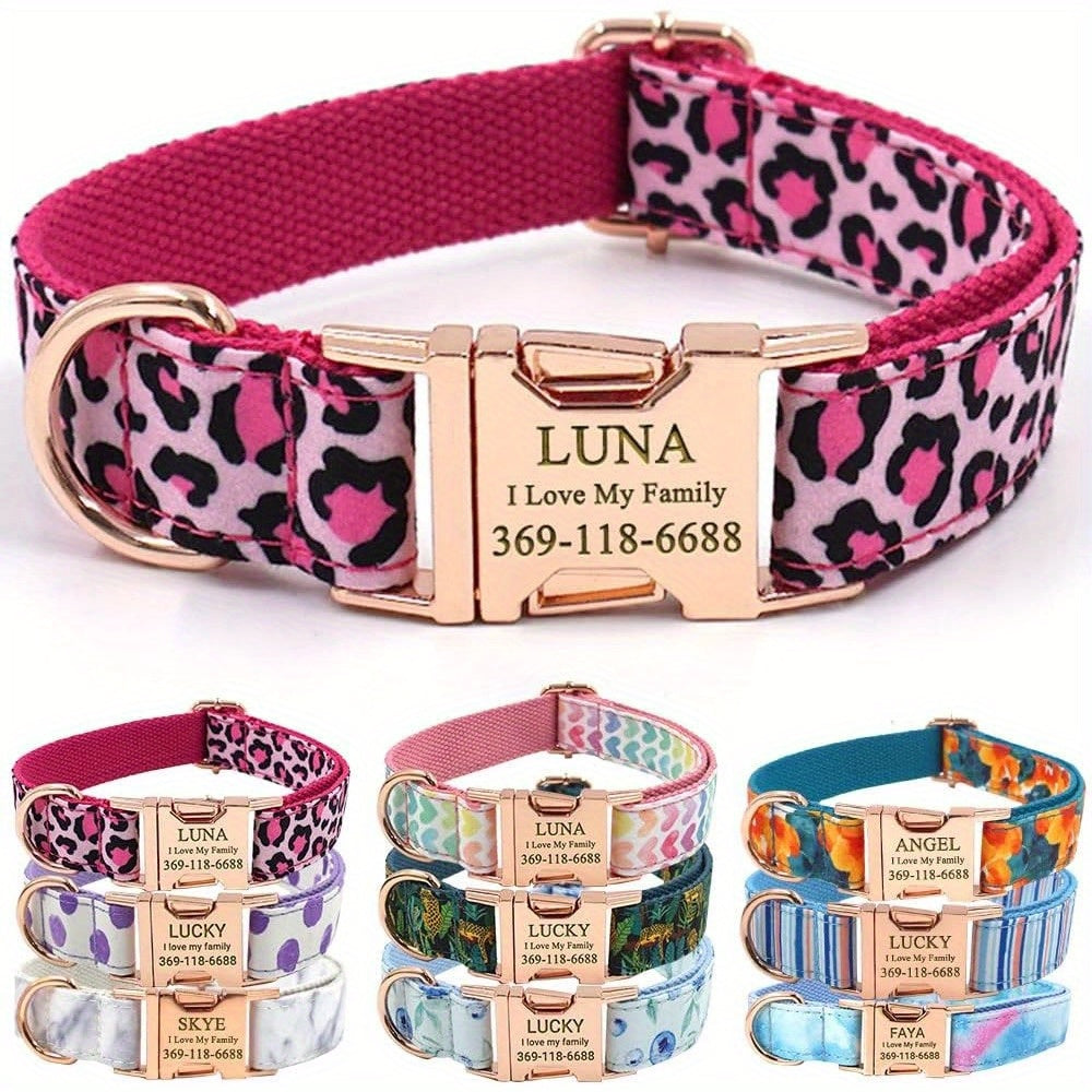 Personalized Dog Collar with Engraved Name and Phone for Medium and Large Dogs