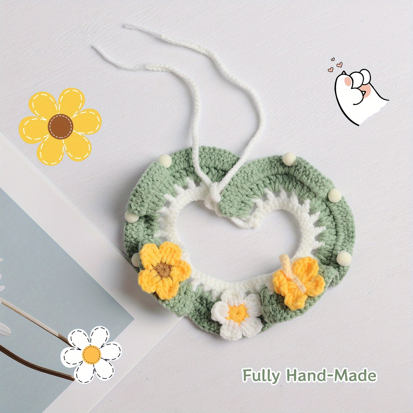 4pcs Handmade Knitted Pet Scarf Set Cute Doll Accessories for Cats and Dogs Christmas Gift
