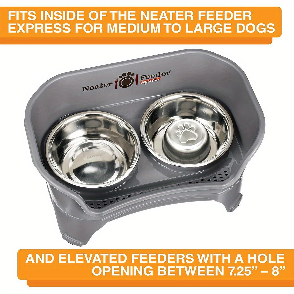 Stainless Steel Slow Feed Bowl for Dogs and Cats Fits Neater Feeders 3 Cup Capacity