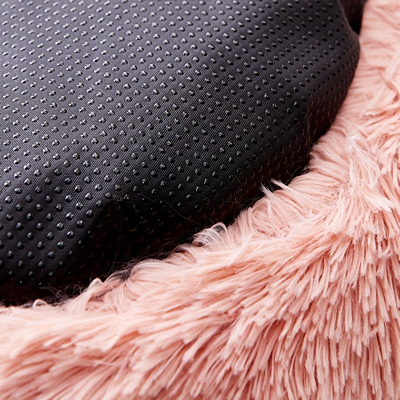 Cozy Round Plush Cat Bed Cave Fluffy Hooded Anti Anxiety Pet Bed For Indoor Cats And Small Dogs