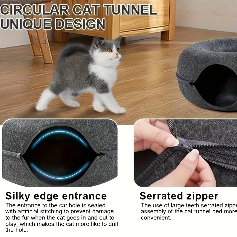 Felt Cat Beds and Interactive Tunnel Cave Toys for Cats - Scratch Resistant and Stylish Design