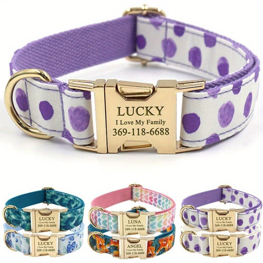 Personalized Dog Collar with Engraved Name and Phone for Medium and Large Dogs