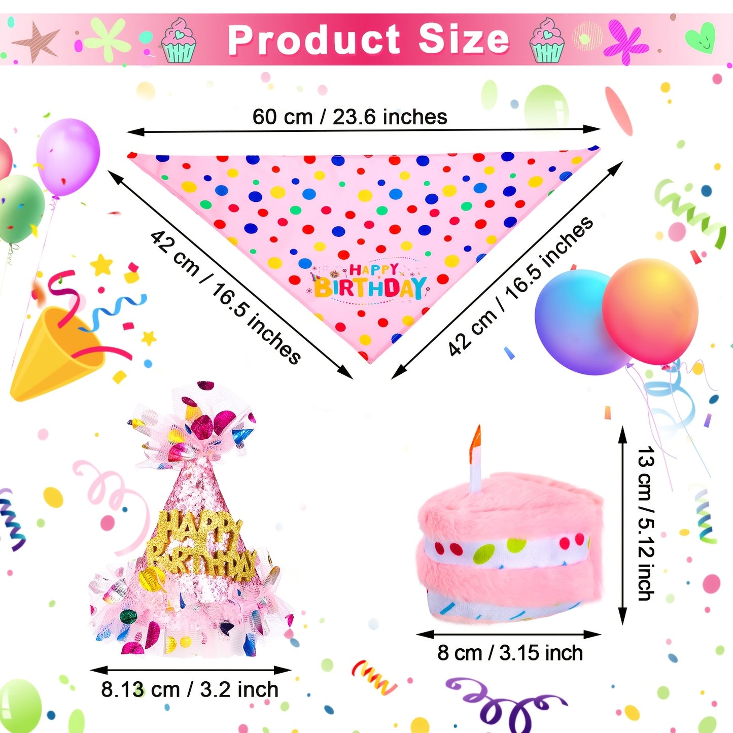 4pcs Dog Birthday Party Outfit Set with Bandana Hat Tutu Skirt and Dress for Medium Breeds