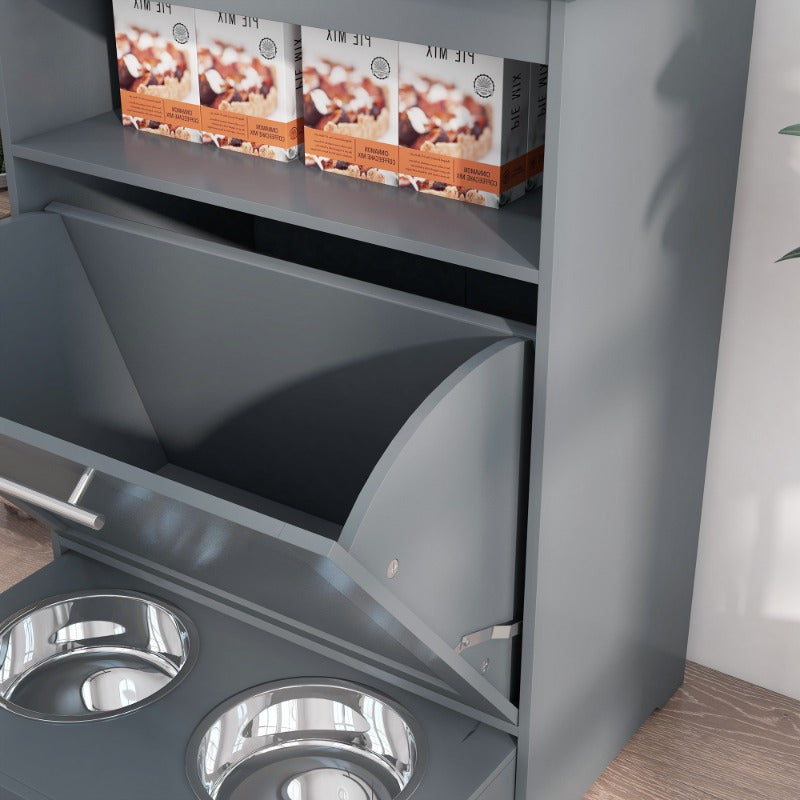 PawHut Large Dog Food Storage Container With Bowls Modern