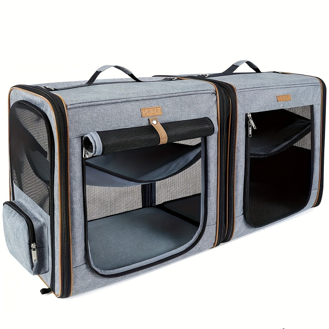 Dog Carrier For Medium Dogs And Large Cats With Litter Box Travel Crate And Playpen Grey