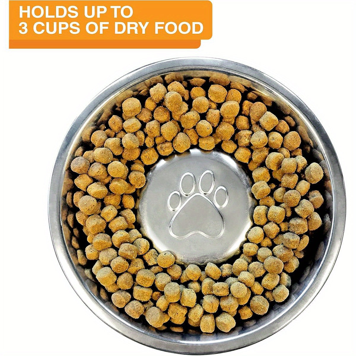 Stainless Steel Slow Feed Bowl for Dogs and Cats Fits Neater Feeders 3 Cup Capacity