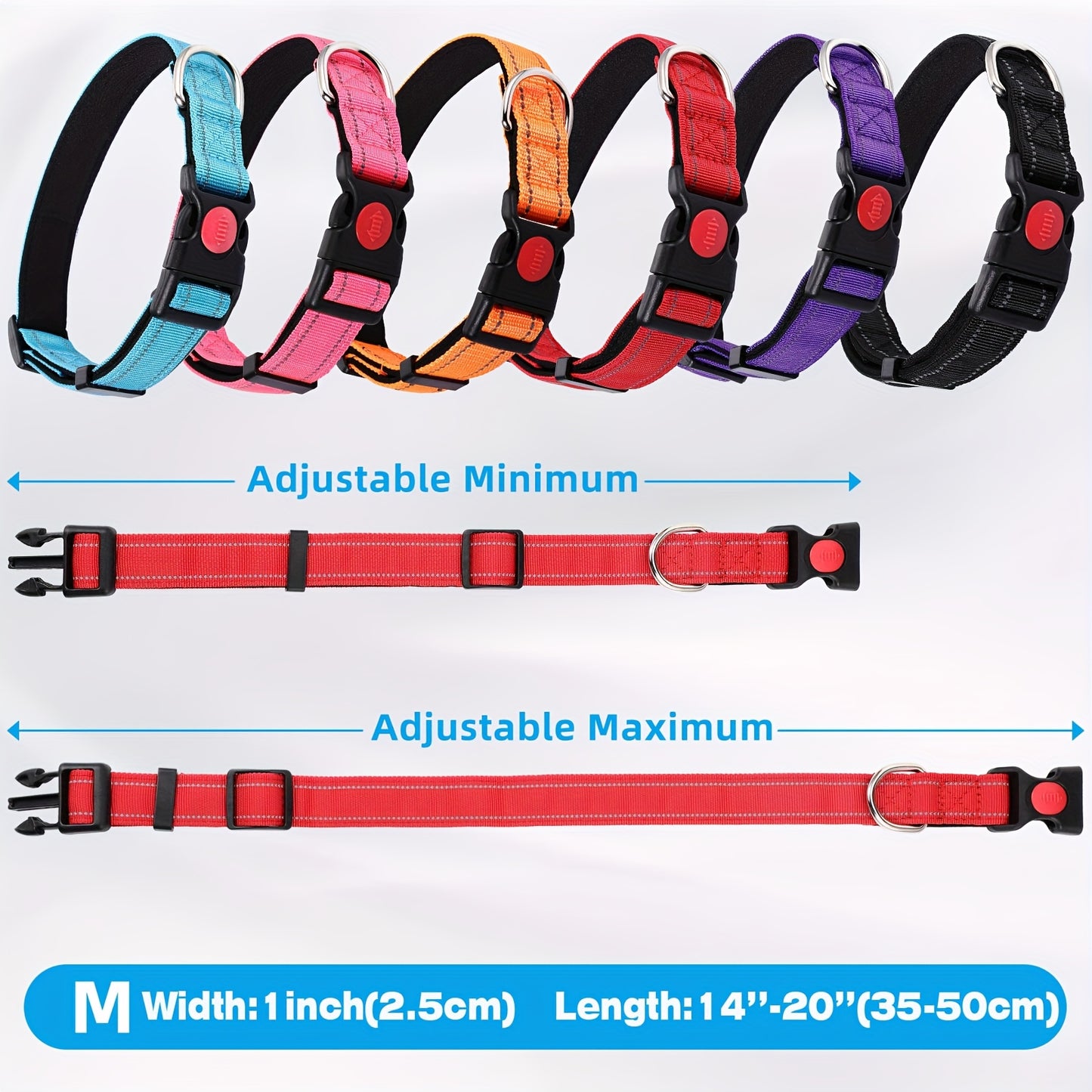 6 Sets Reflective Dog Leash and Collar Set with Adjustable Heavy Duty Padded Handle