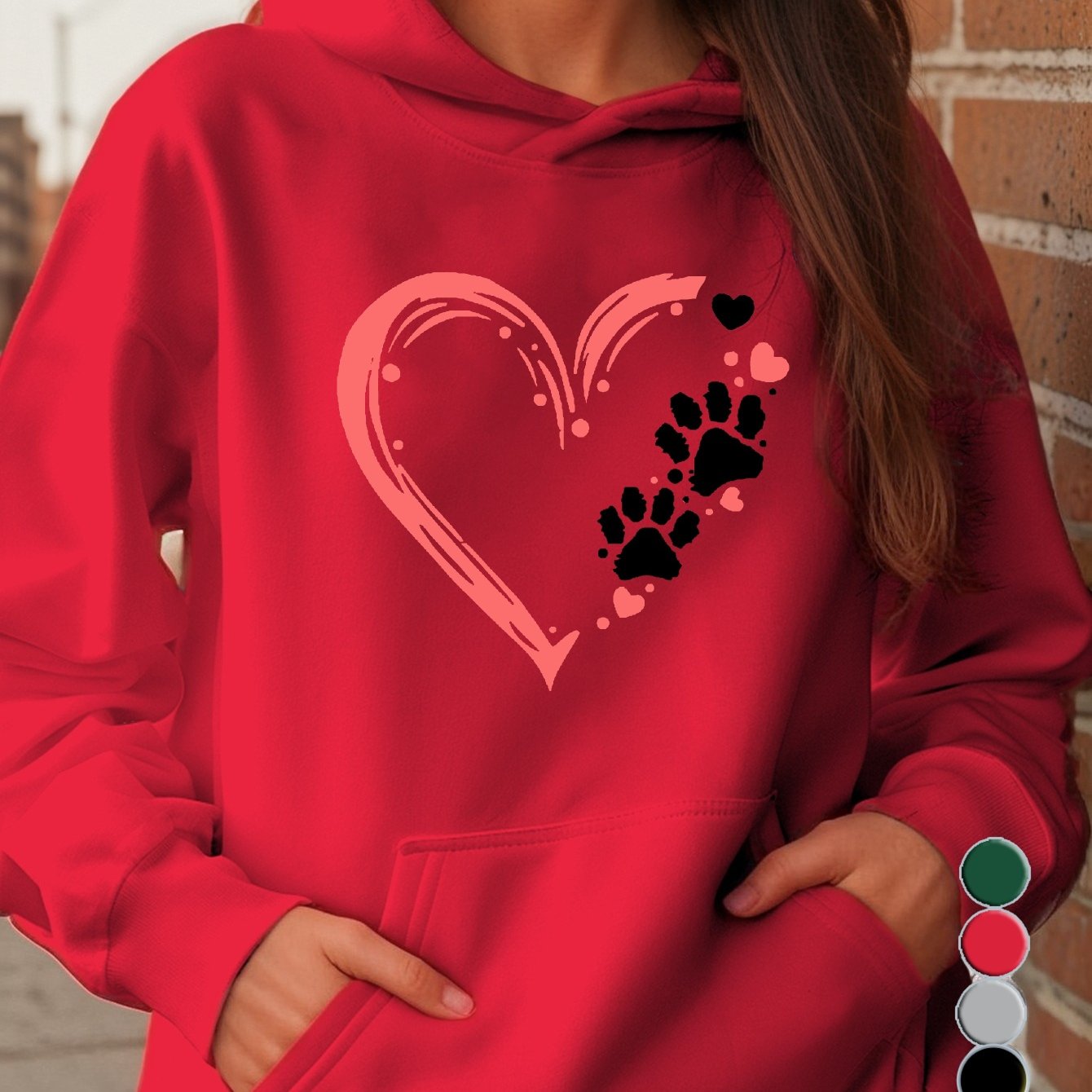 Dog Paw Women's Hoodies with Pocket Geometric Pattern Micro Elasticity Stylish Comfort