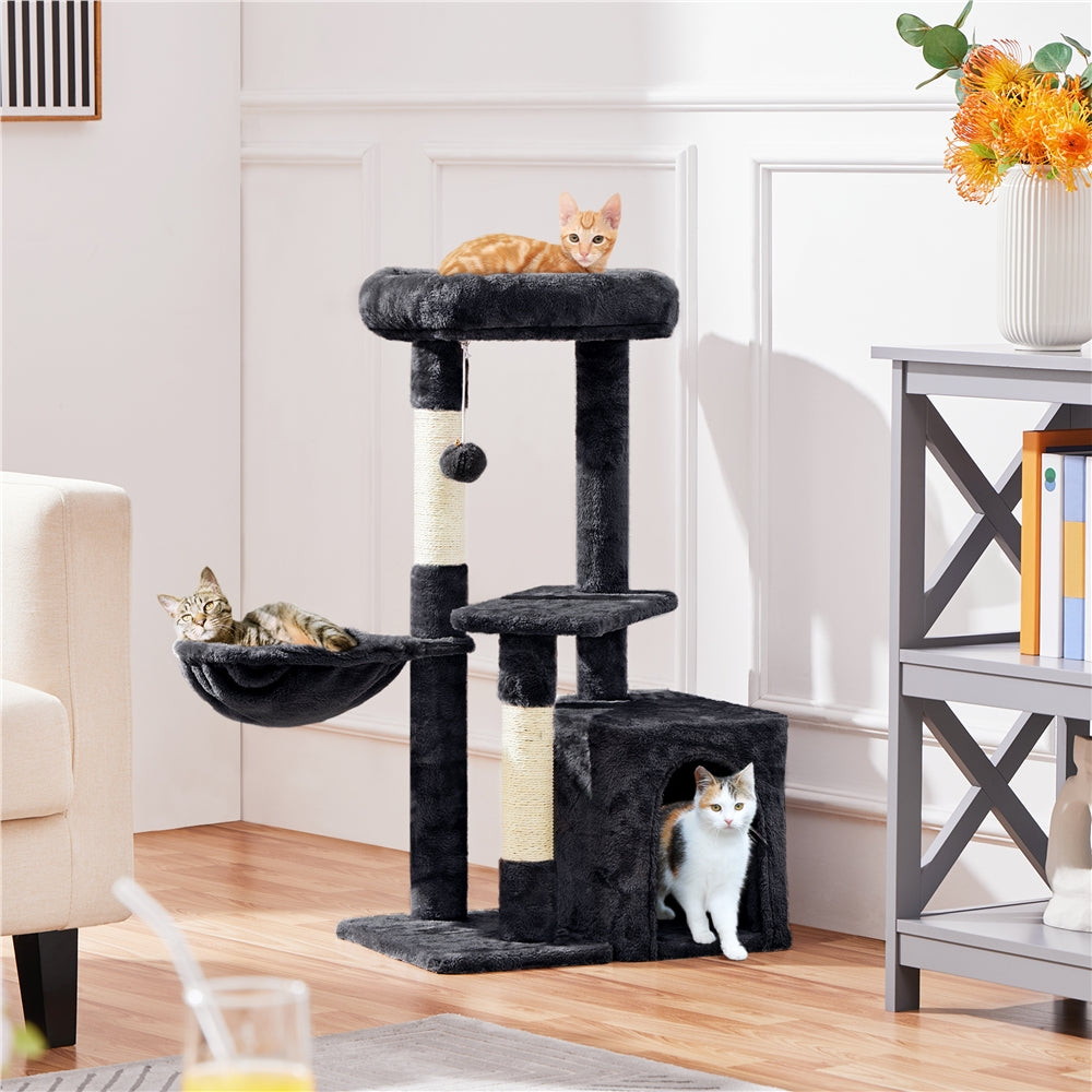 Costoffs 34.5 Inch Plush Cat Tree Activity Center with Condo Nest Platform and Basket
