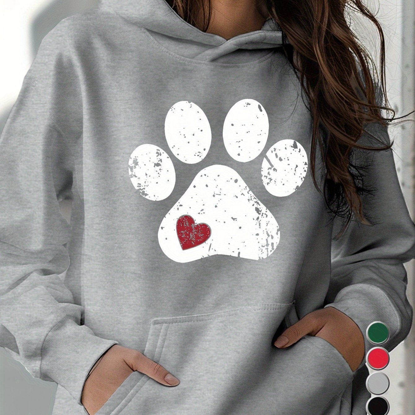Love Paw Women's Hoodies Geometric Pattern 100 Percent Polyester Micro Elasticity