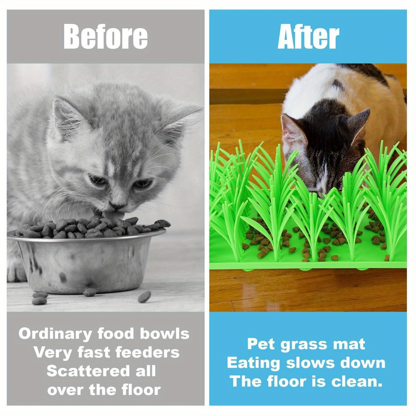 Green Silicone Grass Slow Feeder Mat for Cats and Dogs Interactive Foraging Toy