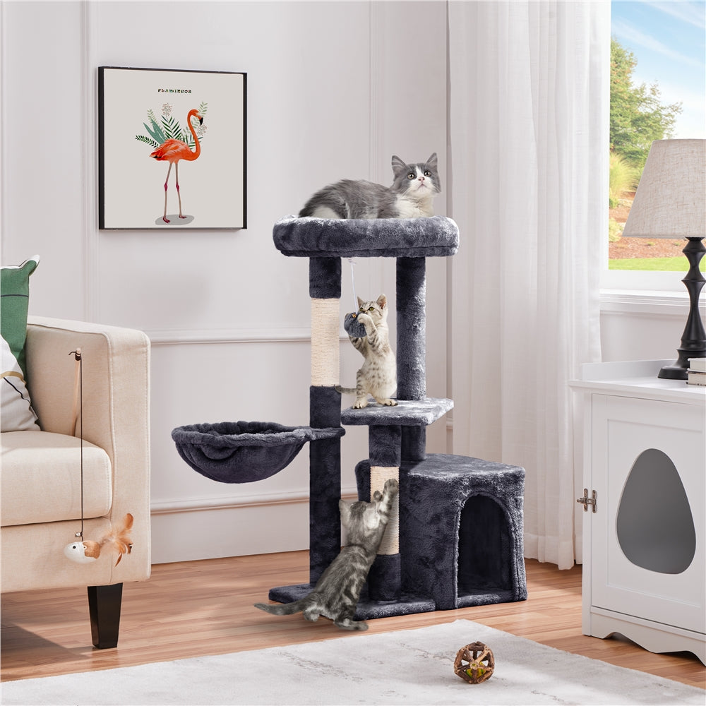 Costoffs 34.5 Inch Plush Cat Tree Activity Center with Condo Nest Platform and Basket