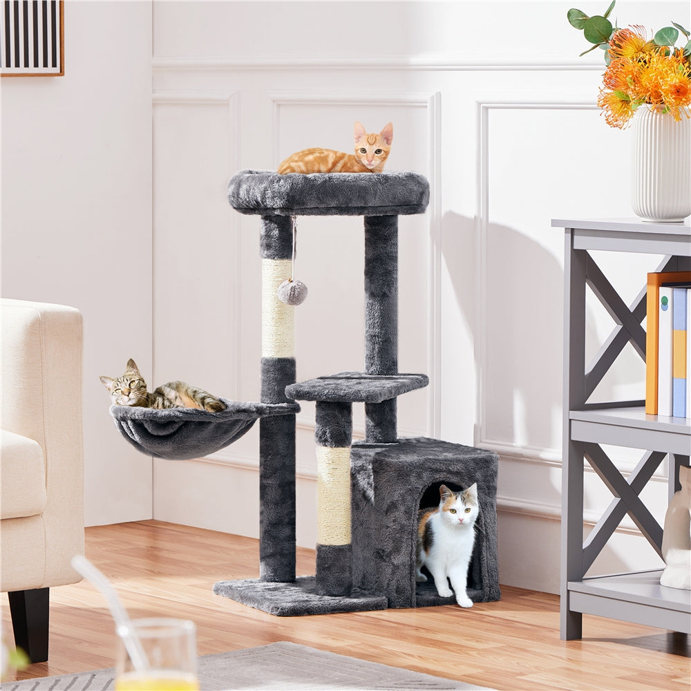 Costoffs 34.5 Inch Plush Cat Tree Activity Center with Condo Nest Platform and Basket