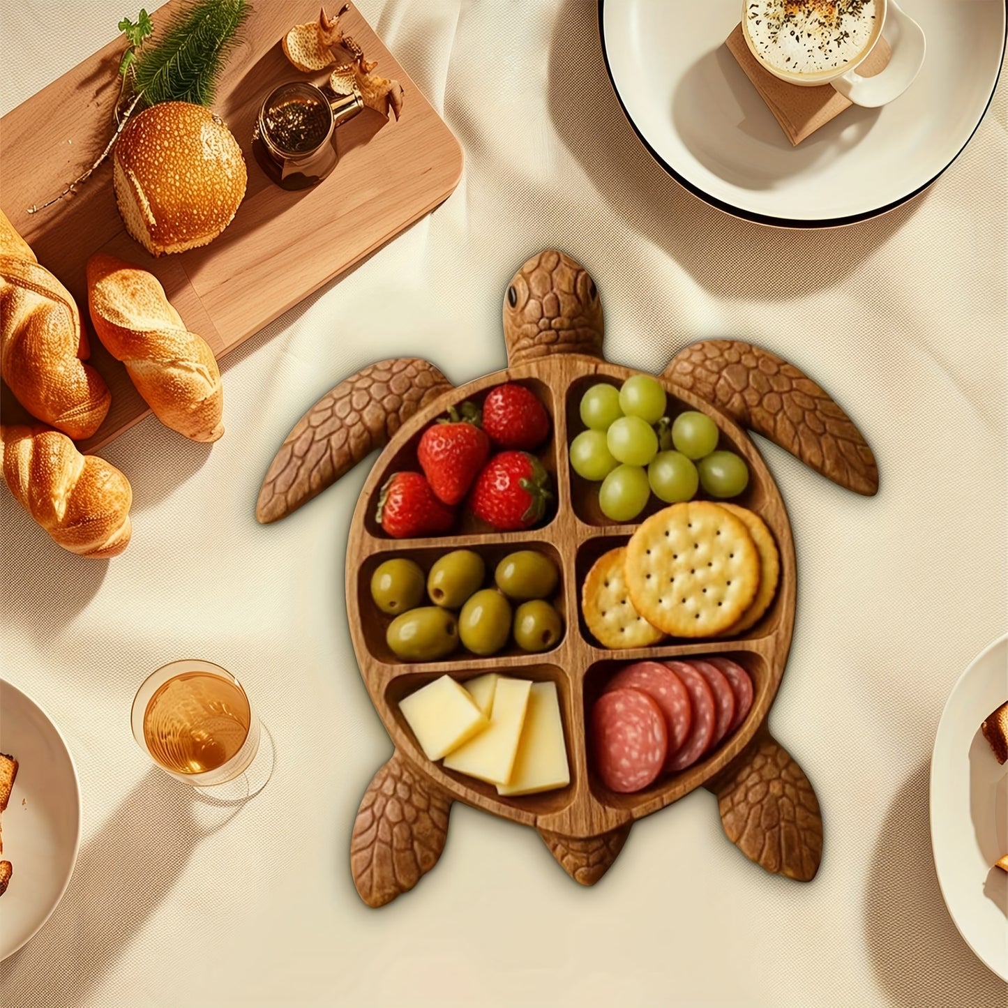 Handmade Octopus Turtle Cat Shaped Charcuterie Board Artificial Wood Serving Tray for Parties