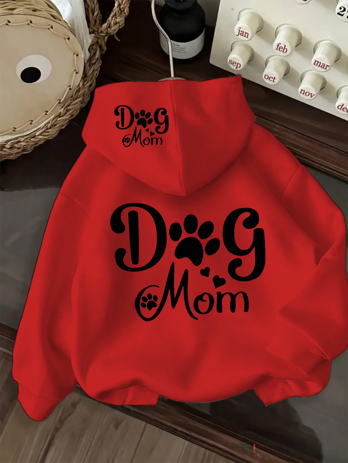 Women's Dog Mom Hoodie Red Cozy Sweatshirt with Pocket Perfect for Fall and Winter