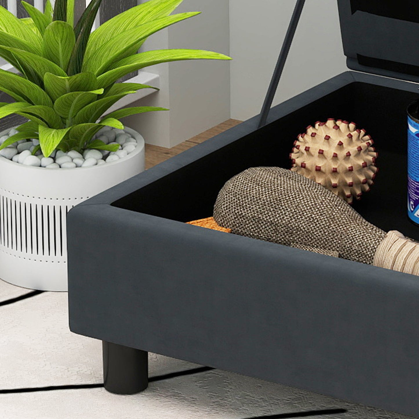 PawHut Luxury Dog Couch with Hidden Storage Soft Foam Sofa Bed for Small Breeds Dark Gray