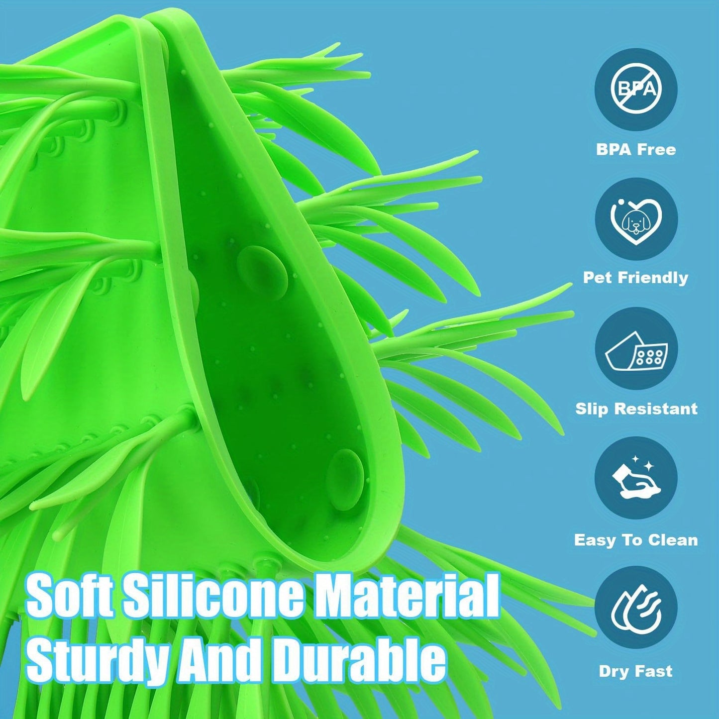 Green Silicone Grass Slow Feeder Mat for Cats and Dogs Interactive Foraging Toy